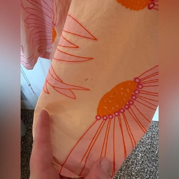 Kate Spade Falling Flower Wrap Midi Dress Pink Orange Puff Sleeve Size 4 - Picture 14 of 16